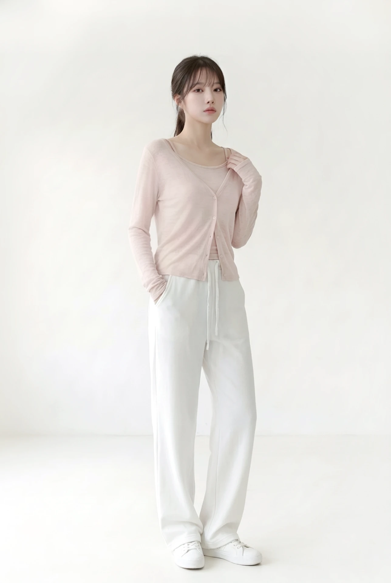 Ärmelloses Cardigan-Set mit Blütenblattmuster 4